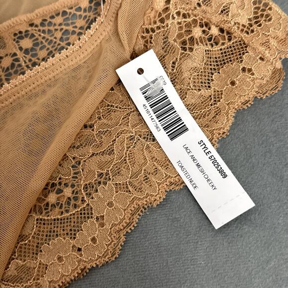 Telltale Panties Size XL Lace and Mesh Cheeky Toasted Nude Sheer Tan Panty New - Picture 7 of 8